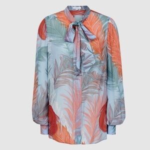 Reiss Multicolor Leaf Print Blouse